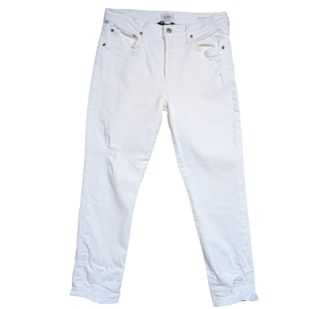 Citizens‎ of Humanity Emerson Slim Boyfriend Jeans 28 White Distressed Denim
